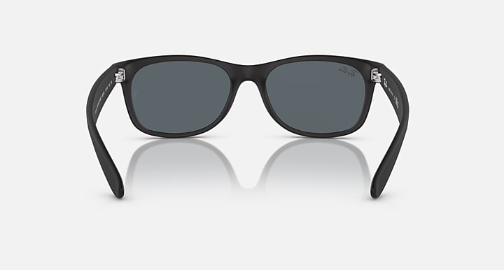Ray-Ban New Wayfarer sunglasses front view with dark frame and gray lenses