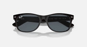 Ray-Ban New Wayfarer sunglasses front view with dark frame and dark blue lenses