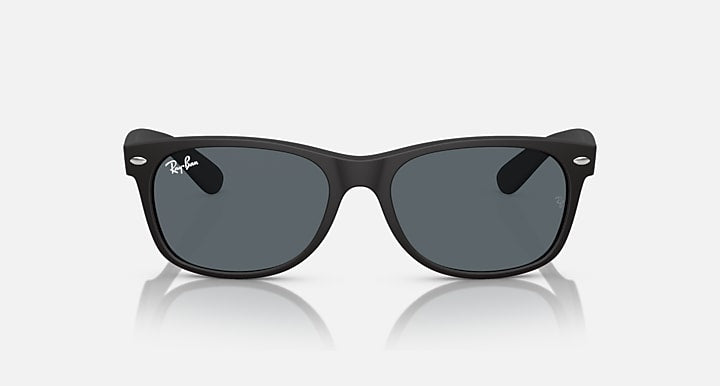 Ray-Ban New Wayfarer sunglasses front view with dark frame and slate lenses