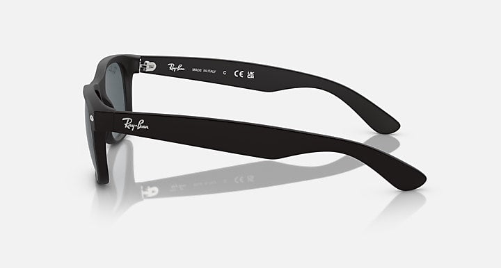 Ray-Ban New Wayfarer sunglasses side profile with dark frame and tinted lenses