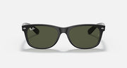 Black Wayfarer sunglasses with olive-green lenses, full-rim acetate frame