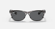 Ray-Ban New Wayfarer RB2132 sunglasses, smoke gray frame with dark gray lenses.