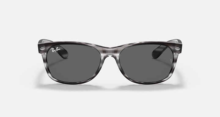 Ray-Ban New Wayfarer RB2132 sunglasses, smoke gray frame with dark gray lenses.