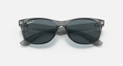 Ray-Ban New Wayfarer sunglasses with dark translucent frame and smoky lenses