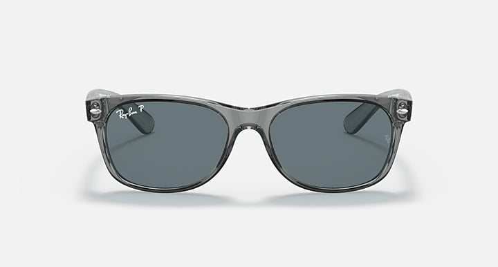 Ray-Ban New Wayfarer sunglasses with silver-gray frame and slate-blue lenses