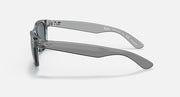Ray-Ban New Wayfarer sunglasses with silver-gray frame, angled side view