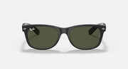 Ray-Ban New Wayfarer RB2132 sunglasses, dark frame with olive green lenses.