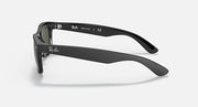 Ray-Ban New Wayfarer RB2132 sunglasses, dark frame with green-tinted lenses, side view.