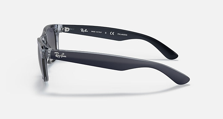 Ray-Ban New Wayfarer sunglasses with dark blue frame, side view