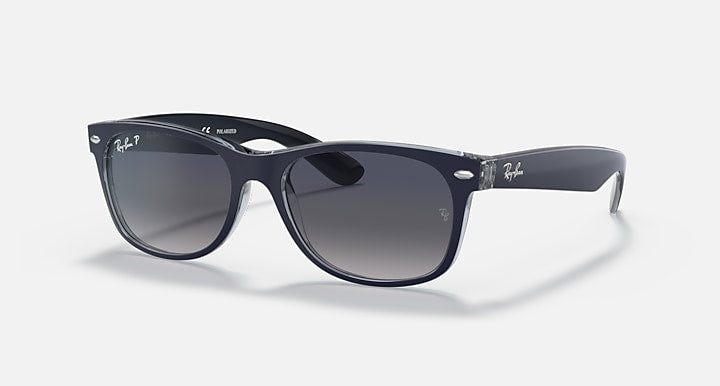Ray-Ban New Wayfarer sunglasses with dark blue frame and dark gray lenses