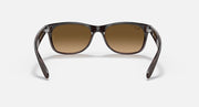 Ray-Ban New Wayfarer RB2132 front sunglasses with dark frame and brown lenses
