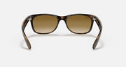 Ray-Ban New Wayfarer sunglasses with dark frame and tan-brown lenses, front view