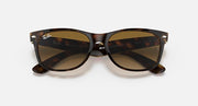 Ray-Ban New Wayfarer sunglasses with dark tortoise frame and brown gradient lenses, front view