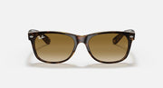 Ray-Ban New Wayfarer sunglasses with dark tortoise frame and brown lenses, front view