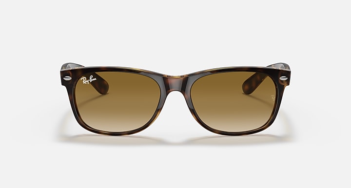Ray-Ban New Wayfarer sunglasses with dark tortoise frame and brown lenses, front view