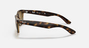 Ray-Ban New Wayfarer sunglasses in dark tortoise with brown lenses, side view