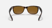 New Wayfarer sunglasses front view, tortoise frame with amber-brown lenses
