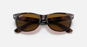 New Wayfarer sunglasses with tortoise frame and dark brown tinted lenses