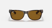 New Wayfarer sunglasses front view, tortoise frame with brown lenses