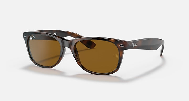 New Wayfarer sunglasses side view, tortoise frame with brown tint lenses