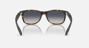 Ray-Ban RB2132 Wayfarer sunglasses, tortoise frame, dark lenses, front view