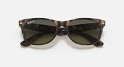 Ray-Ban sunglasses with tortoise frame and dark smoke lenses, wide Wayfarer style