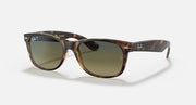 Ray-Ban sunglasses with tortoise frame and olive-brown gradient lenses, square Wayfarer shape