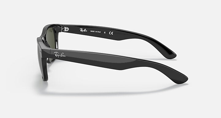 Ray-Ban Wayfarer sunglasses side view with dark frame and curved temple arms