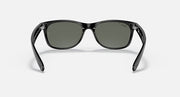 Ray-Ban New Wayfarer sunglasses front view with dark frame and gray-green lenses