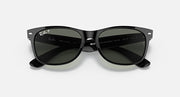 Ray-Ban New Wayfarer sunglasses front view with black frame and dark lenses
