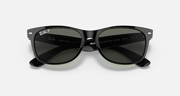 Ray-Ban New Wayfarer sunglasses front view with black frame and dark lenses