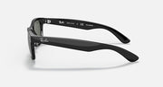 Ray-Ban New Wayfarer sunglasses side view with black frame and dark lenses