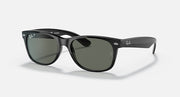Ray-Ban New Wayfarer sunglasses with black frame and dark green lenses