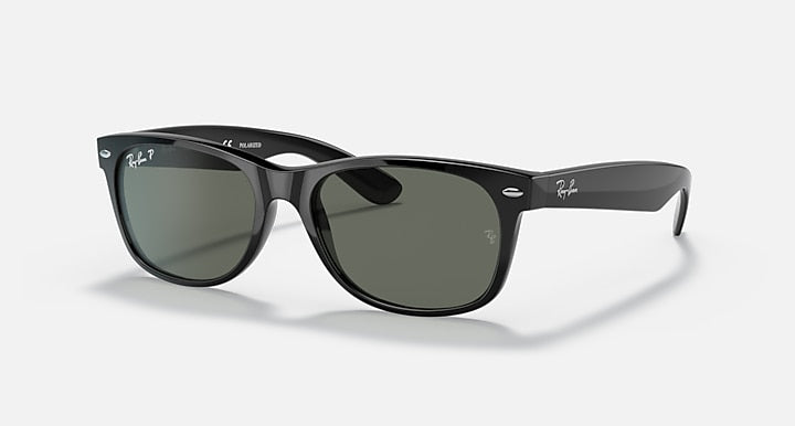 Ray-Ban New Wayfarer sunglasses with black frame and dark green lenses