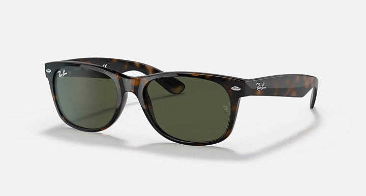 Ray-Ban Wayfarer RB2132 sunglasses, tortoise frame, dark green lenses