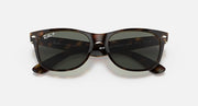 Wayfarer RB2132 sunglasses with tortoise frames and dark tinted lenses