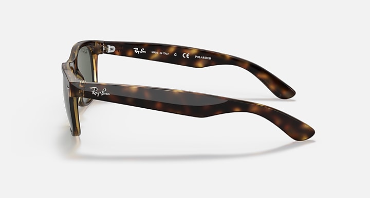 Wayfarer RB2132 sunglasses with tortoise frames shown from the side