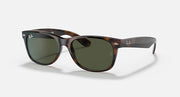 New Wayfarer sunglasses with tortoise frame and dark green lenses