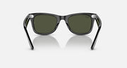 Ray-Ban Wayfarer sunglasses, black frame with dark green lenses, front view