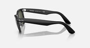 Ray-Ban Wayfarer sunglasses, black frame side view with dark green lenses