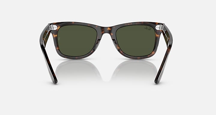 Ray-Ban Wayfarer low bridge fit sunglasses with tortoise frame and green lenses