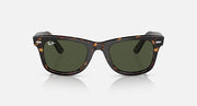 Ray-Ban Wayfarer sunglasses with tortoise frame and dark green lenses