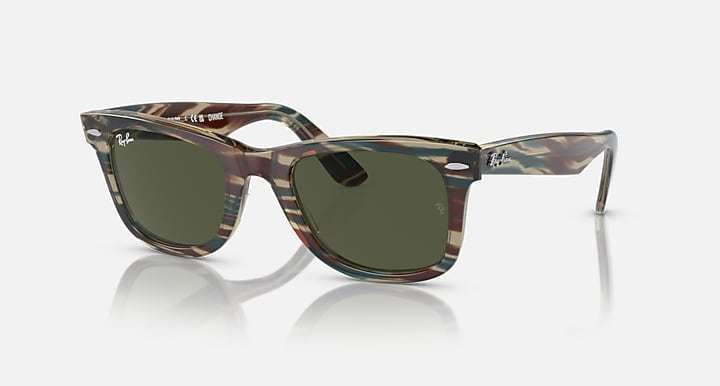 Ray-Ban Wayfarer sunglasses, tortoise frames with dark green lenses