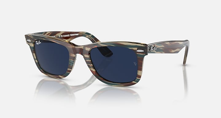 Ray-Ban Wayfarer sunglasses, tortoise frames with dark blue lenses