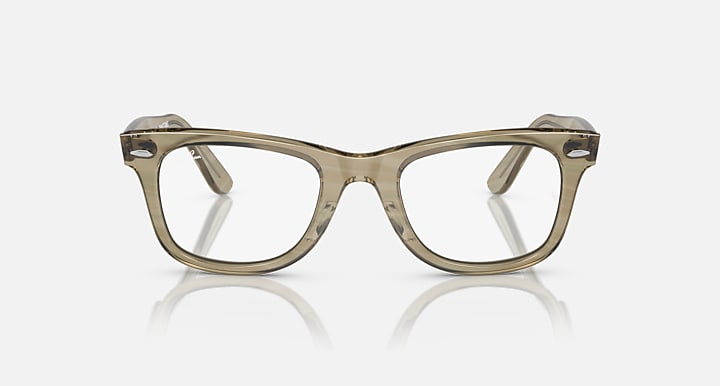 Ray-Ban Wayfarer sunglasses, front view olive frames with clear lenses