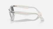 Ray-Ban Wayfarer sunglasses, light gray translucent frame with dark lenses