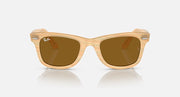 Ray-Ban Wayfarer sunglasses, tan frame with brown-tinted square lenses