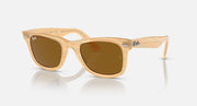 Ray-Ban Wayfarer sunglasses, honey-tan frame with amber-brown lenses