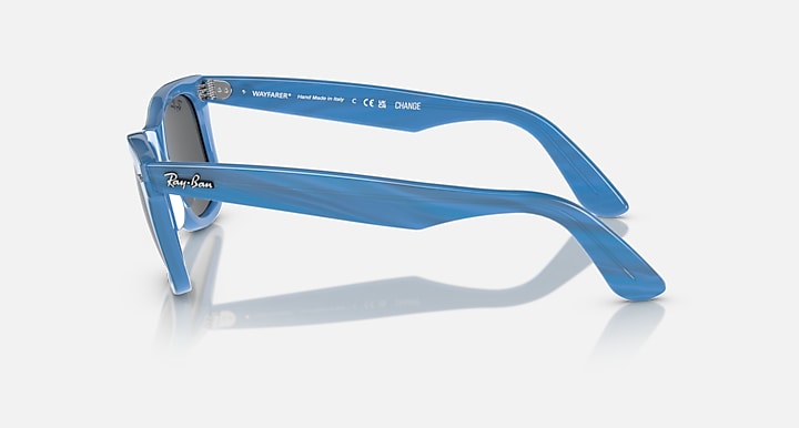 Ray-Ban Wayfarer sunglasses, blue frame shown from the side