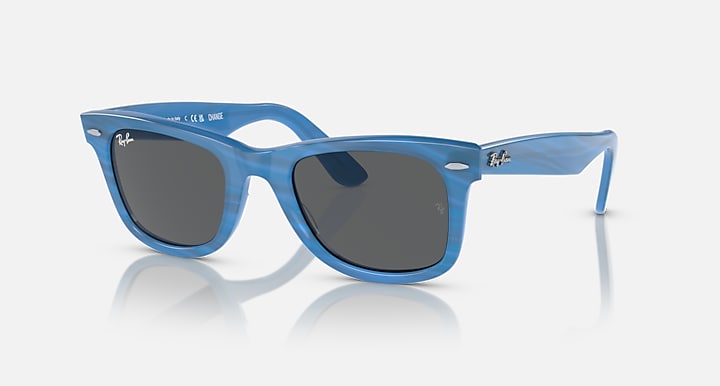 Ray-Ban Wayfarer sunglasses, blue frame with dark lenses